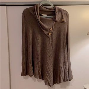 Soft Brown Poncho with Button Detail!